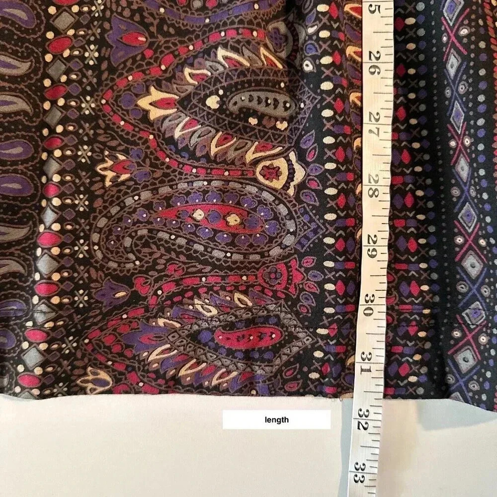 Vintage Rafaella Skirt Womens 8 Multicolor Pleated Pockets Paisley Boho Midi - Picture 12 of 16